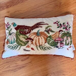 Martha Stewart Embroidered Harvest Scene Pillow, Pheasant Pillow